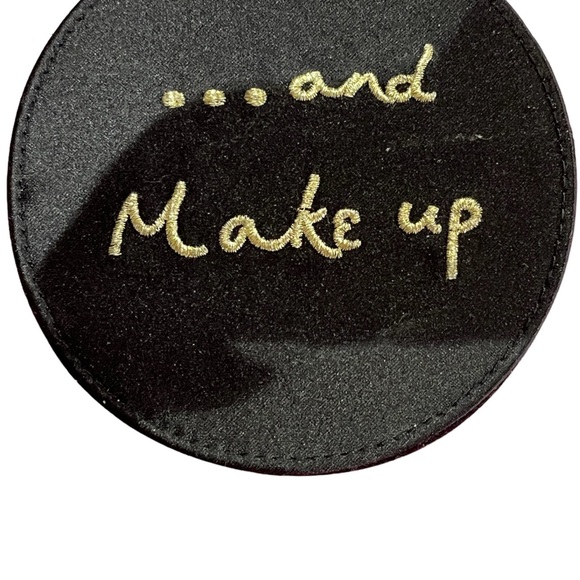 LULU GUINNESS Kiss and Make up black satin compact make up mirror. - Picture 3 of 5